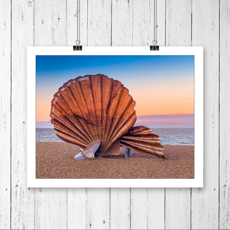 Aldeburgh Beach Scallop Sculpture Sunset