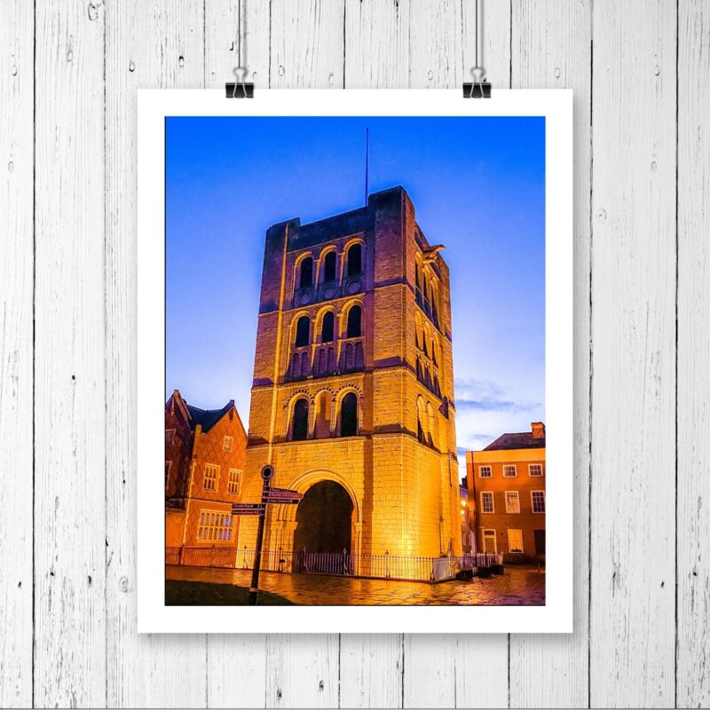 Bury St Edmunds Norman Tower at Dusk
